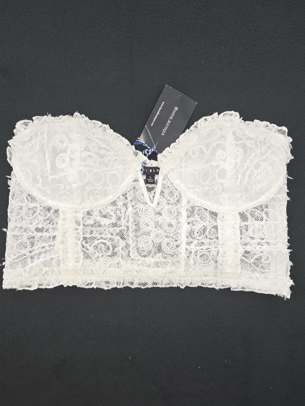Blue Blush Lace Strapless Corset Top